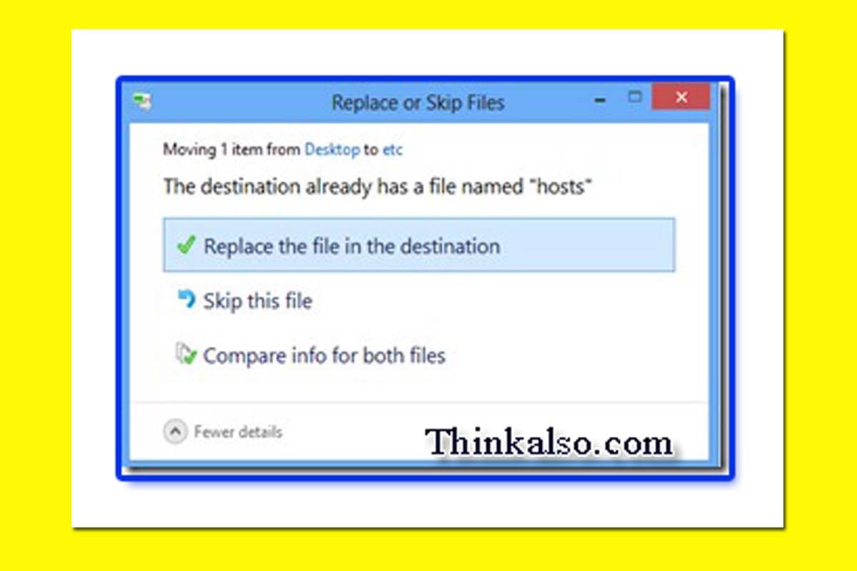 Replace host file in windows 10